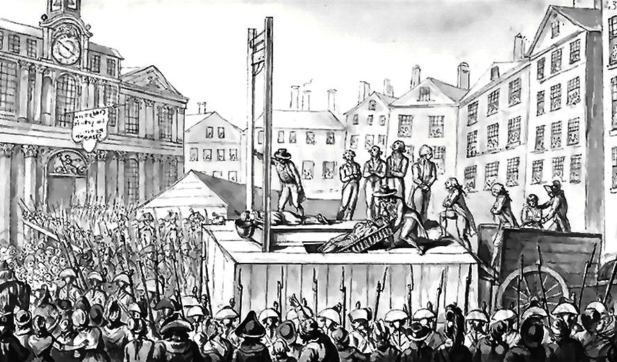 an image of people being guillotined in the French Revolution